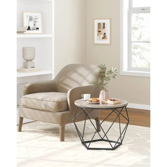 Set of 2 Round Coffee Tables – Greige & Ink Black