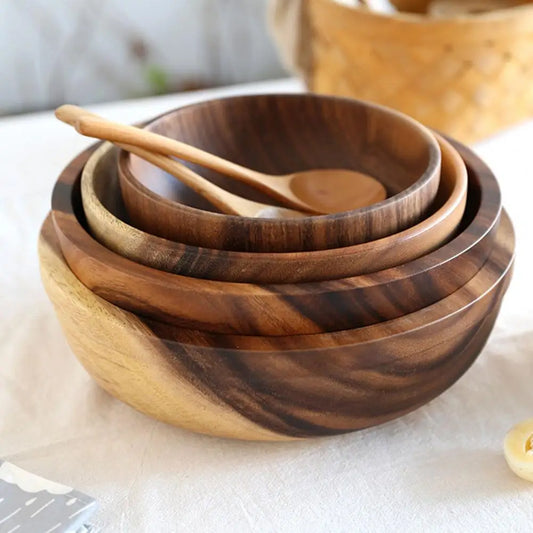 Eco-Friendly Wooden Salad & Soup Bowl