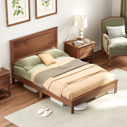 Giantex Mid-Century Full Platform Bed Frame with Headboard