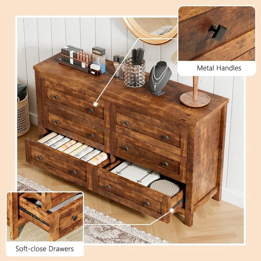 3-Piece Bedroom Dresser & Nightstand Set with Charging Station