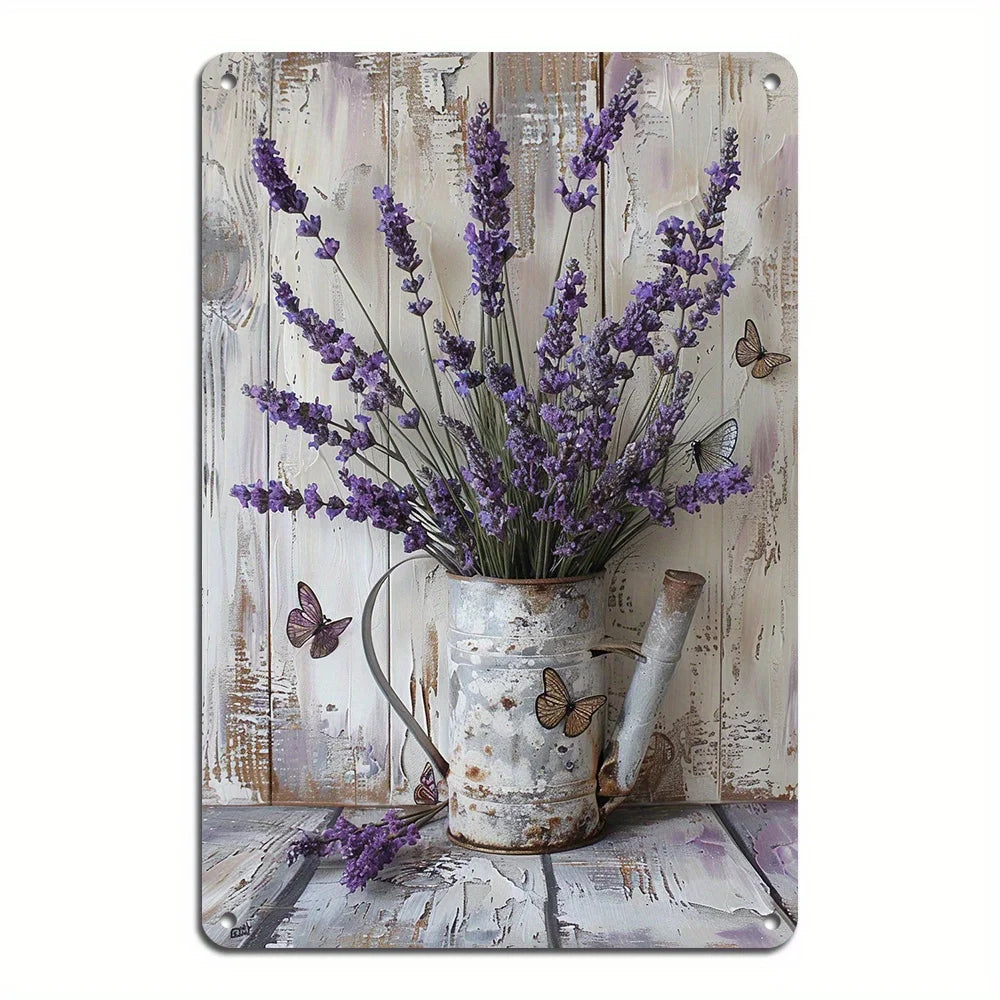 Lavender & Butterfly Iron Wall Art Sign – 8x12"