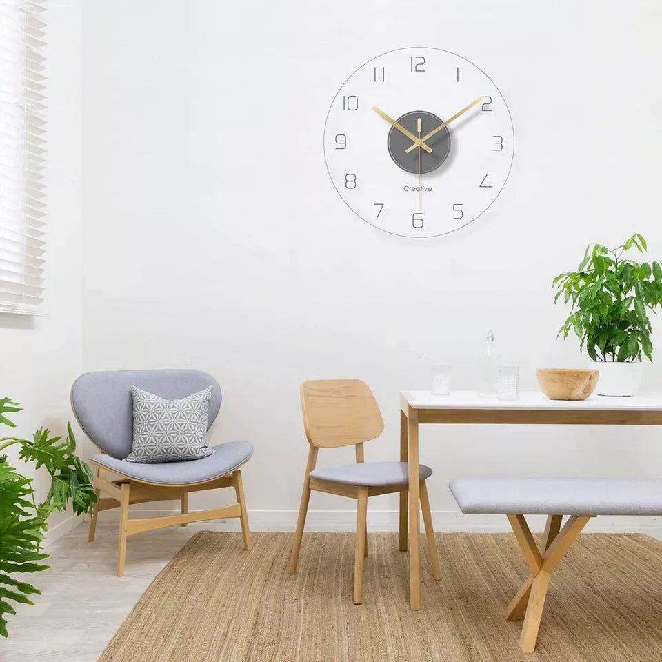 30CM Modern Clear Glass Wall Clock