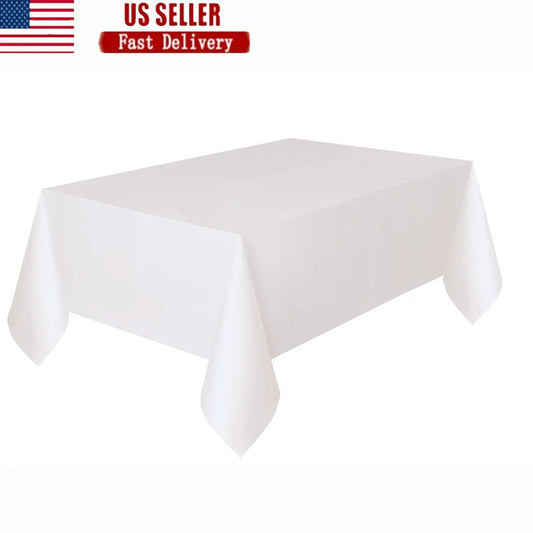 Plastic Disposable Tablecloth 108" x 54" – White Party Cover