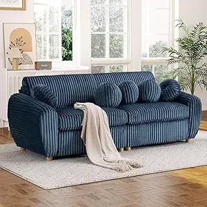 84.6" Corduroy Modern Loveseat Sofa with Pillows