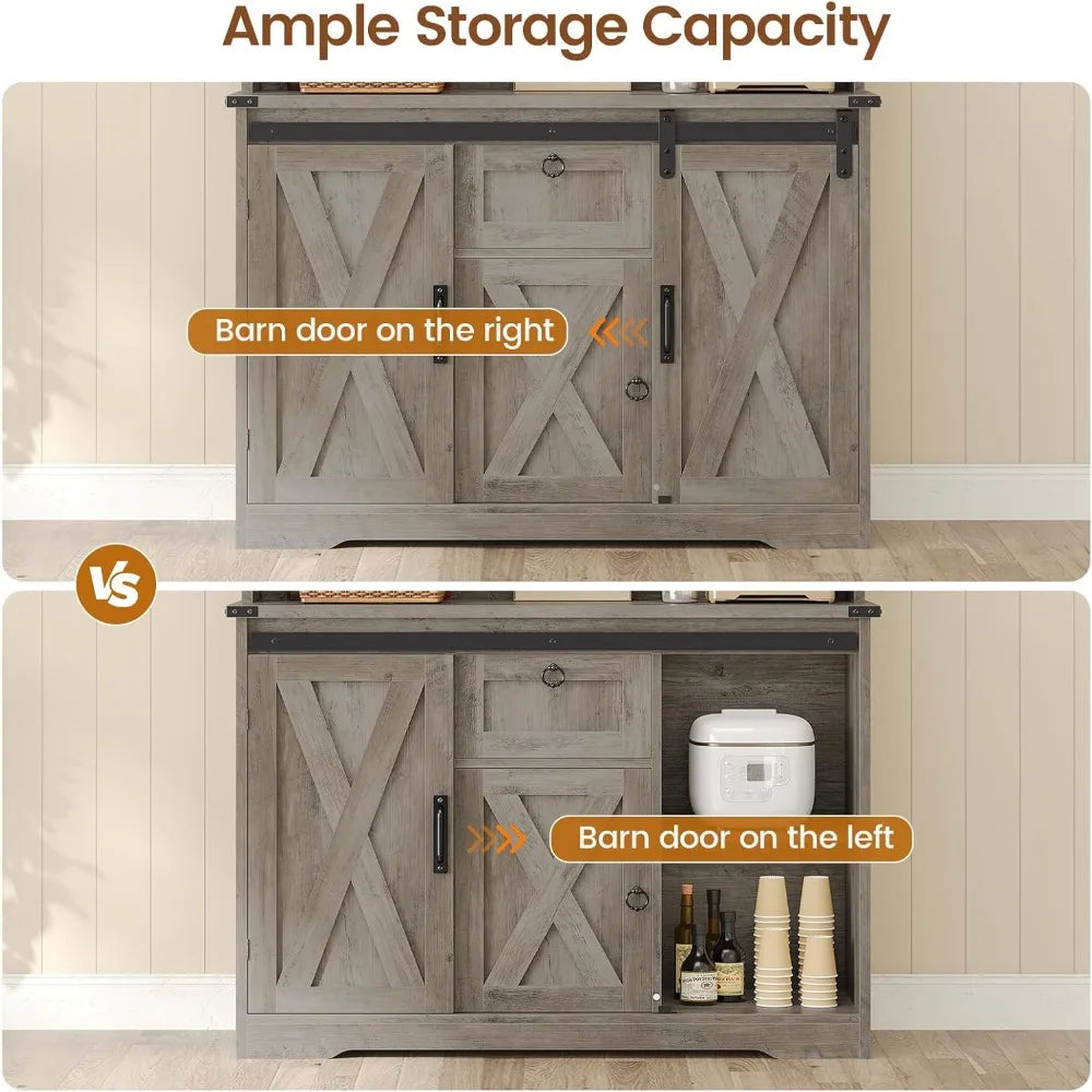 Farmhouse Kitchen Pantry Cabinet with Sliding Barn Doors