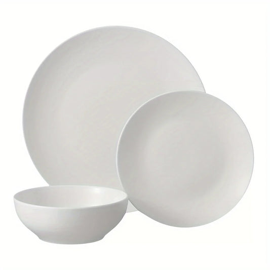 12-Piece Glazed White Stone Cutlery Set