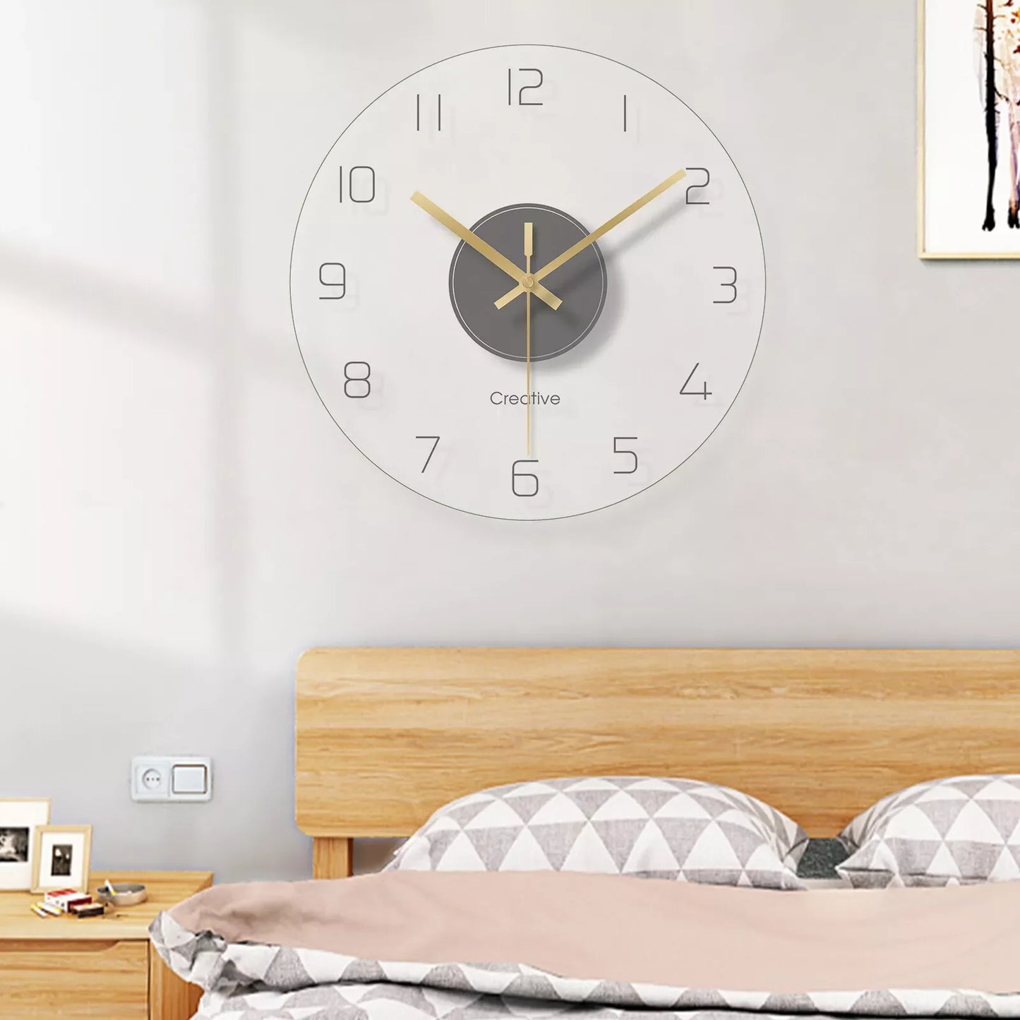 30CM Modern Clear Glass Wall Clock