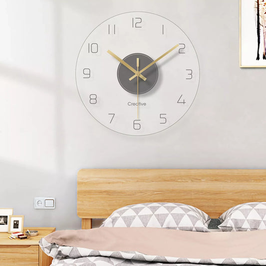 30CM Modern Clear Glass Wall Clock