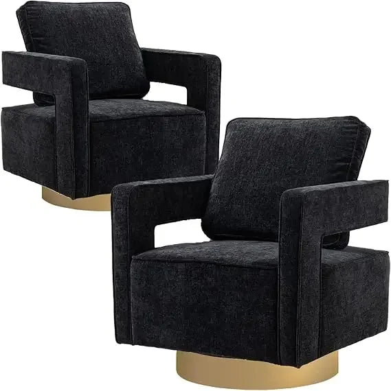 Modern Boucle Swivel Barrel Chairs Set of 2