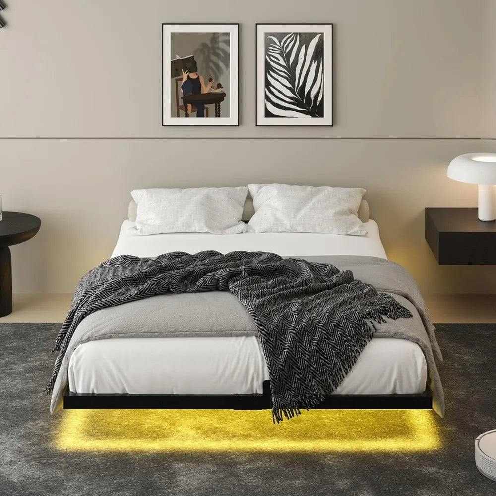 Full Size LED Metal Bed Frame – No Box Spring Needed