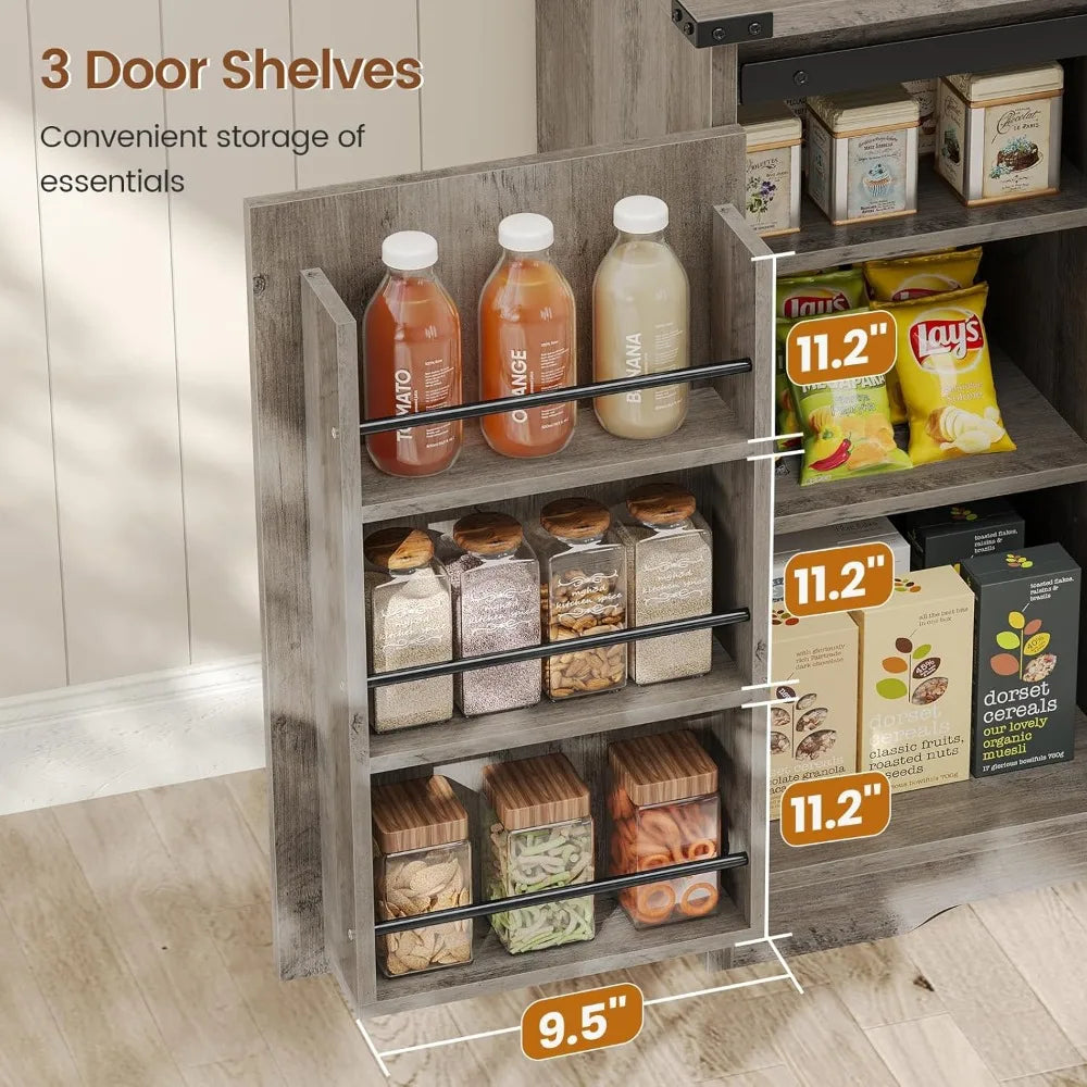 Farmhouse Kitchen Pantry Cabinet with Sliding Barn Doors