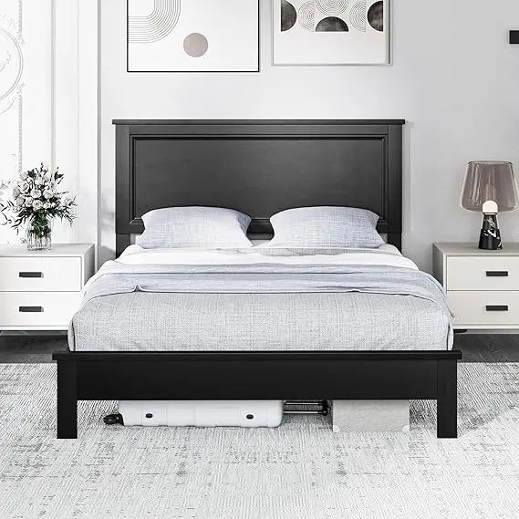 Giantex Mid-Century Full Platform Bed Frame with Headboard